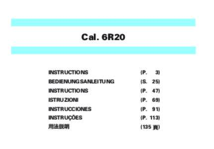 Cal. 6R20  INSTRUCTIONS (P.