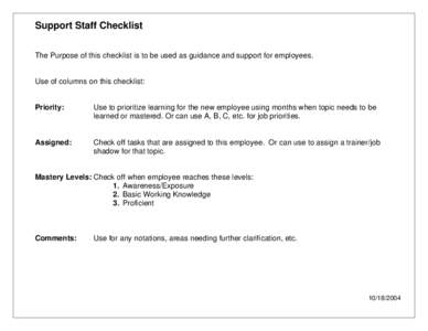 Microsoft Word - Support Staff Checklist.doc