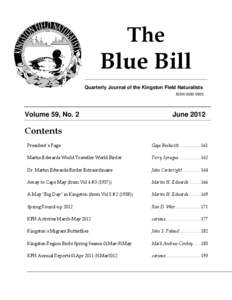 The  Blue Bill Quarterly Journal of the Kingston Field Naturalists ISSN[removed]
