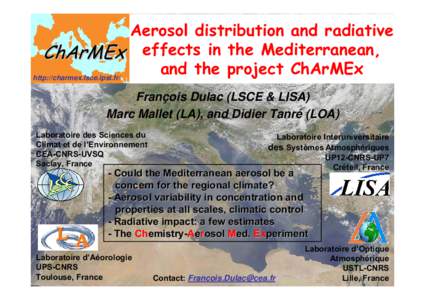 Microsoft PowerPoint - ChArMEx-aerosols_FDulac_MedCLIVAR_Trieste_Sep2010.ppt