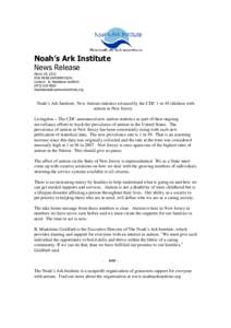 Autism Rate Press Release