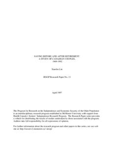 Economics / Precautionary savings / Intertemporal consumption / Dissaving / Retirement / Cohort study / Ageing / Cohort / Saving / Personal finance / Microeconomics / Statistics