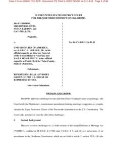 Case 4:04-cvTCK-TLW Document 272 Filed in USDC ND/OK onPage 1 of 68  IN THE UNITED STATES DISTRICT COURT FOR THE NORTHERN DISTRICT OF OKLAHOMA MARY BISHOP, SHARON BALDWIN,