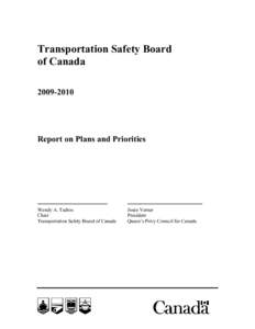 Transportation Safety Board of Canada[removed]Report on Plans and Priorities