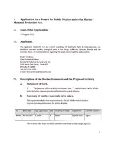 Sea World permit application to import 1 captive born Pacific White-sided Dolphin (LagenorhyncJws obliquidens) for public display (Permit 17754)