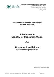 Consumer Electronics Association New Zealand Level 3, 159 Khyber Pass Road, Private Bag[removed], Auckland Telephone: ([removed]Fax: ([removed]Mobile[removed]