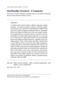 Critical Finance Review, 2015, 4: 139–148  (Im)Possible Frontiers: A Comment Moshe Levy, School of Business Administration at the Hebrew University Richard Roll, Anderson School at UCLA