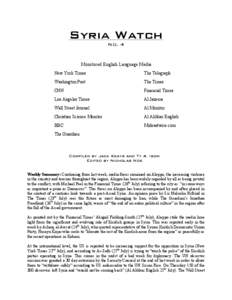 Syria Watch No. 4 Monitor ed English Language Media New York Times