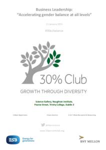 Business Leadership: “Accelerating gender balance at all levels” 21 January 2015 #30pcbalance