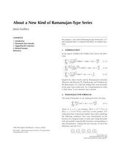 About a New Kind of Ramanujan-Type Series Jesús Guillera CONTENTS