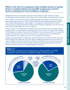 What is the risk of a pregnancy with multiple fetuses or giving birth to multiple infants among ART pregnancies and live births resulting from fresh nondonor embryos? Multiple-infant births are associated with greater he