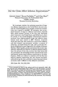 Did the Crisis Aﬀect Inﬂation Expectations?∗ Gabriele Galati,a Steven Poelhekke,a,b and Chen Zhoua,c a Research Department, De Nederlandsche Bank b