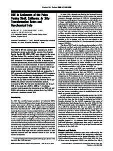 Environ. Sci. Technol. 2008, 42, 6392–6398  DDE in Sediments of the Palos Verdes Shelf, California: In Situ Transformation Rates and Geochemical Fate