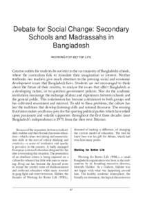   67 Debate for Social Change: Secondary Schools and Madrassahs in