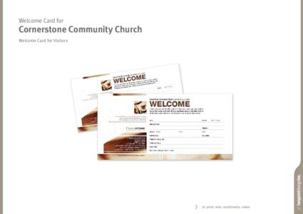 Welcome Card for  Cornerstone Community Church Welcome Card for Visitors  