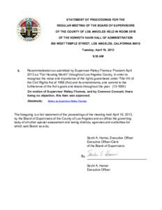Los Angeles County /  California / California / Los Angeles County Board of Supervisors / Board of Supervisors / Kenneth Hahn