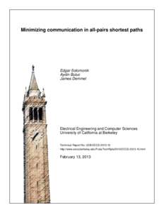 Minimizing communication in all-pairs shortest paths  Edgar Solomonik Aydin Buluc James Demmel