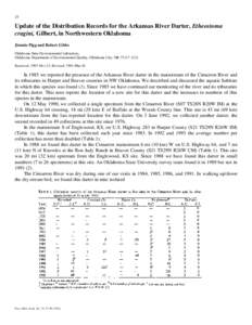 Update of the Distribution Records for the Arkansas River Darter, Etheostoma cragini, Gilbert, in Northwestern Oklahoma