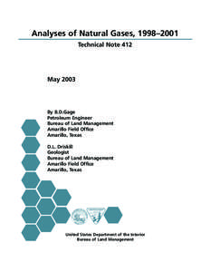 Analyses of Natural Gases, 1998–2001 Technical Note 412 May[removed]By B.D.Gage