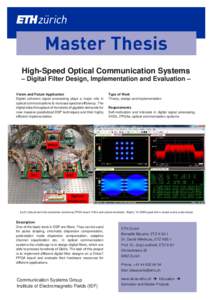 High-Speed Optical Communication Systems – Digital Filter Design, Implementation and Evaluation – Vision and Future Application Digital coherent signal processing plays a major role in optical communications to incre
