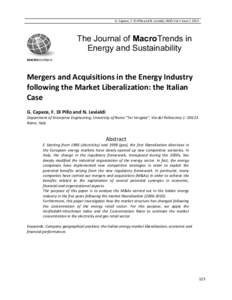 Electric power / Third Energy Package / Concentration ratio / Liberalization / Energy / Electricity market / Herfindahl index / Mergers and acquisitions / Enel / Imperfect competition / Monopoly / Economics