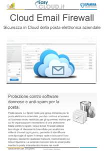 Cloud Email Firewall Sicurezza in Cloud della posta elettronica aziendale 	
   Protezione contro software dannoso e anti-spam per la