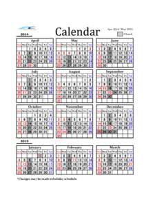 Calendar[removed]Apr[removed]Mar 2015 :Closed