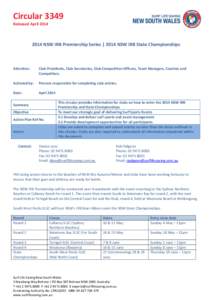 Circular 3349 Released AprilNSW IRB Premiership Series | 2014 NSW IRB State Championships  Attention: