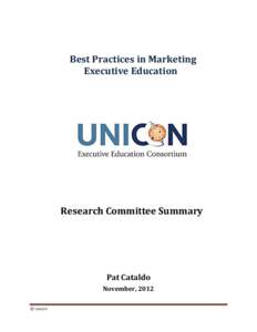 UNICON Research Study: Best Practices in Marketing Executive Education SUMMARY