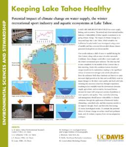 ENVIRONMENTAL SCIENCES AND STEWARDSHIP  Keeping Lake Tahoe Healthy Potential impact of climate change on water supply, the winter recreational sport industry and aquatic ecosystems at Lake Tahoe. Lakes are important reso