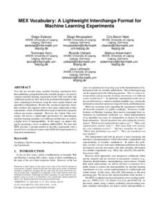 MEX Vocabulary: A Lightweight Interchange Format for Machine Learning Experiments Diego Esteves Diego Moussallem