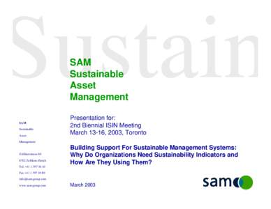 Sustain SAM Sustainable Asset Management