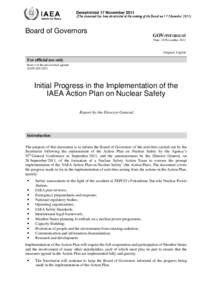 GOV/INF[removed]Initial Progress in Implementation of IAEA Action Plan on Nuclear Safety