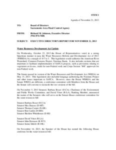 ITEM 1 Agenda of November 21, 2013 TO: Board of Directors Sacramento Area Flood Control Agency