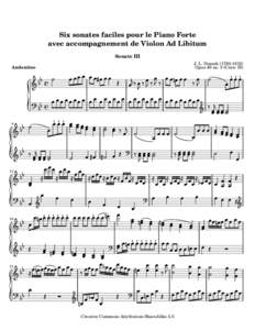 Six sonates faciles pour le Piano Forte avec accompagnement de Violon Ad Libitum Sonate III Andantino   