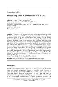 Right-wing populism / National Front / Data analysis / Statistical forecasting / Time series analysis / Marine Le Pen / Party of France / Jean-Marie Le Pen / Forecasting / Politics of France / Politics of Europe / Right-wing politics