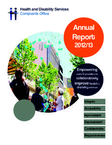 Health and Disability Services &RPSODLQWV2I¿FH Annual Report[removed]