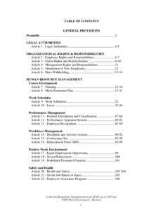 TABLE OF CONTENTS GENERAL PROVISIONS Preamble ..............................................................................................3 LEGAL AUTHORITIES Article 1 - Legal Authorities ..............................