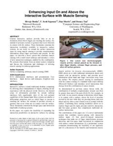 Enhancing Input On and Above the Interactive Surface with Muscle Sensing Hrvoje Benko1, T. Scott Saponas1,2, Dan Morris1, and Desney Tan1 1 2 Microsoft Research