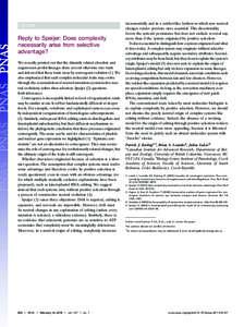 LETTER  Reply to Speijer: Does complexity necessarily arise from selective advantage? We recently pointed out that the distantly related alveolate and