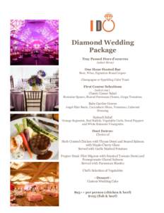 Diamond Wedding Package Tray Passed Hors d’oeuvres (select three)  One Hour Hosted Bar