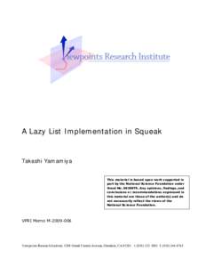 A Lazy List Implementation in Squeak