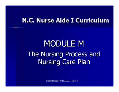 NC DHSR HCPR: Power Point M The Nursing Process and Nursing Care Plan