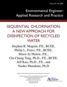 Volume 9, Fall[removed]Environmental Engineer: Applied Research and Practice  SEQUENTIAL CHLORINATION: