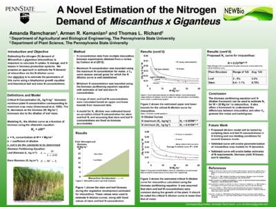 A Novel Estimation of the Nitrogen Demand of Miscanthus x Giganteus Amanda 1 Ramcharan ,