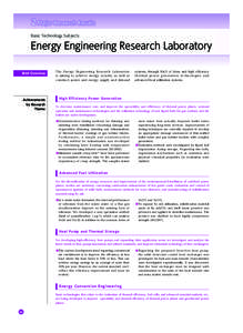 ２ Major Research Results Basic Technology Subjects Energy Engineering Research Laboratory Brief Overview