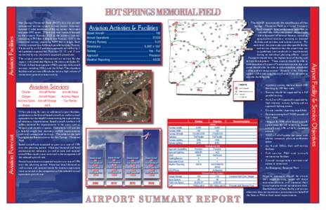 Hot Springs-Memorial Field (HOT) is a city owned commercial service airport in west central Arkansas. Located 3 miles southwest of the city center, the airport occupies 844 acres. There are two runways located at the air