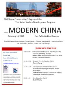 Middlesex Community College and the The Asian Studies Development Program PRESENT  MODERN CHINA