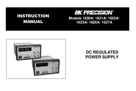 INSTRUCTION MANUAL Models 1620A/ 1621A/ 1622A/ 1623A/ 1626A/ 1627A