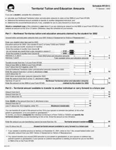 Schedule NT(S11)  Territorial Tuition and Education Amounts T1 General – 2002